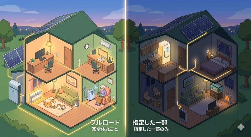 あなたのプロンプト ペットと介護を守る！蓄電池の「全負荷型」と「特定負荷型」の違いを徹底比較